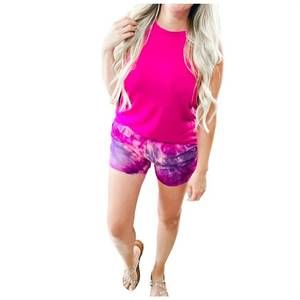 NEW WHITE LABEL women's lounge shorts with pockets in pink tiedye